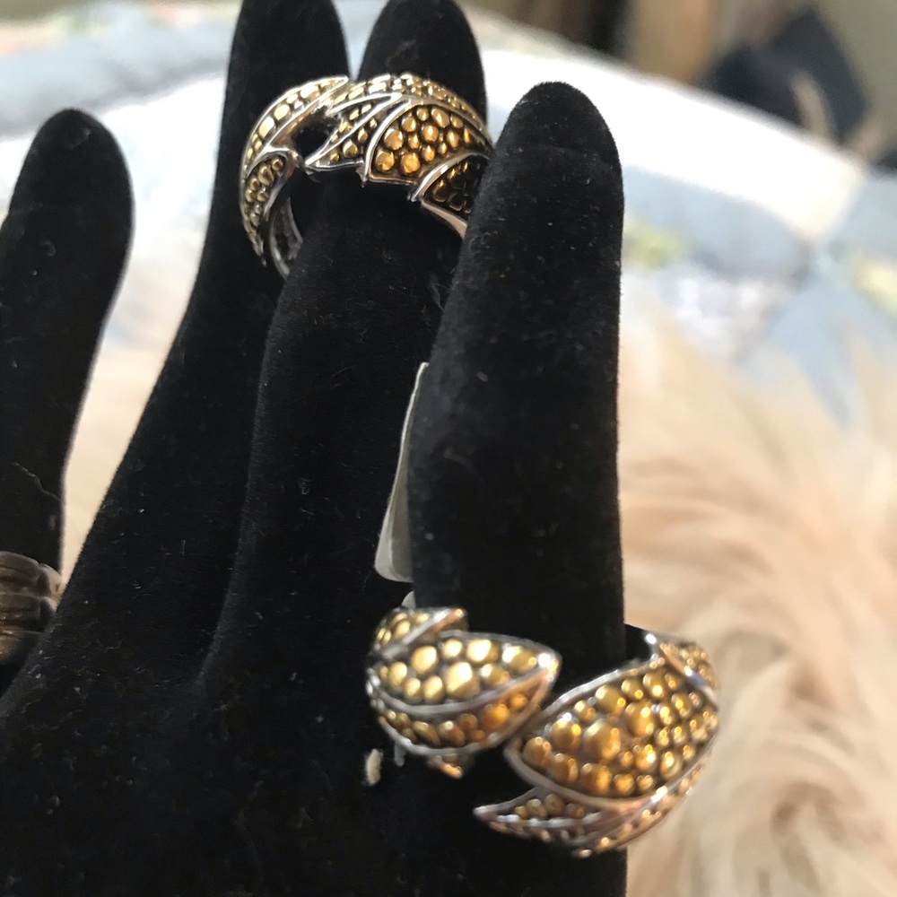 Silver & 18K gold overlay Ring Yurman Style Size 7